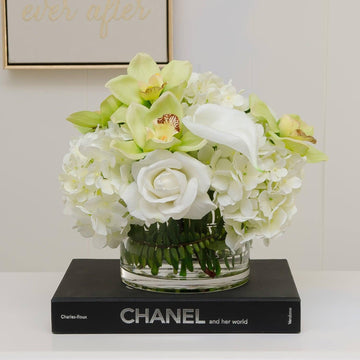 Large Real Touch White Hydrangeas Roses Orchid Arrangement - Flovery